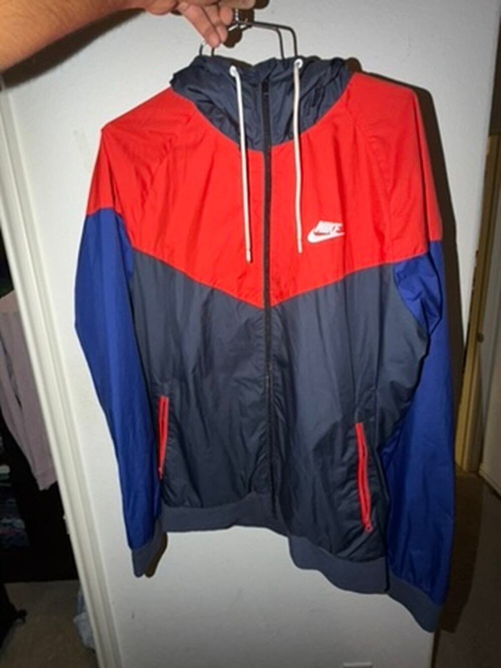 Nike Sportswear Men’s Large Windrunner Hooded Jacket - Red / Navy / Blue